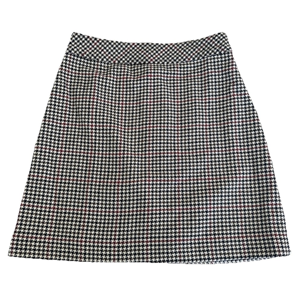 J.Crew Houndstooth Mini Skirt A-Line Women's Sz 6 Multicolor Wool Blend Quiet